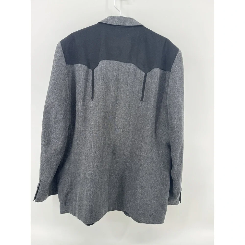 Circle Dallas Texas Blazer Mens 50R Gray Black Yoke Western Cowboy Rodeo Jacket
